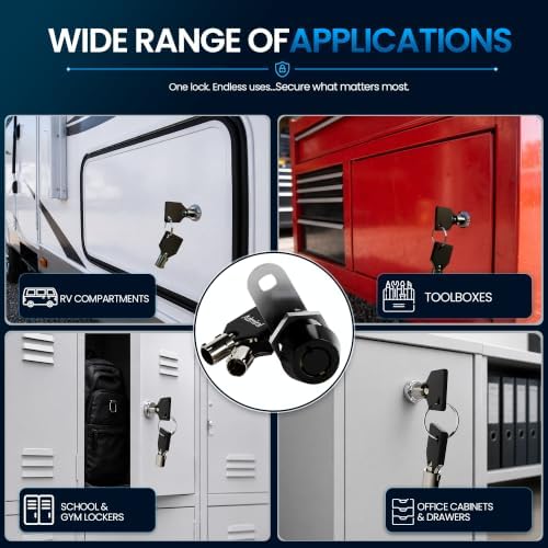 5/8" Tubular Cam Lock (180° Black, 2-Pack) RV Toolbox Cabinet Replacement