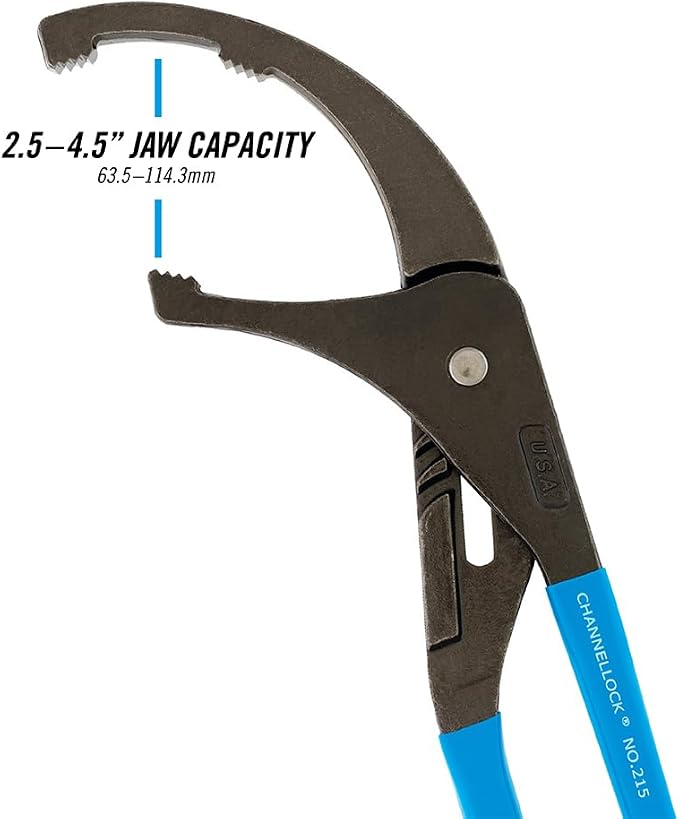 Channellock Oil Filter Plier 215 - Adjustable Slip-Joint, 5-1/2 In Max Dia - 15-Inch