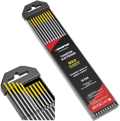 ARCCAPTAIN TIG Welding Tungsten Electrode 10-Pack 1/16"x 7" (Gold)