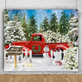 Winter Christmas Snowman Red Truck Backdrop 10x8ft Merry Christmas Winter Forest Photography Background Xmas Theme Party Decorations Studio Photo Booth Props