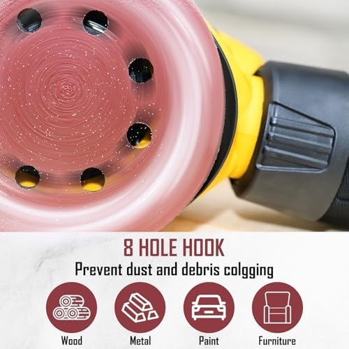 500 Pcs 5 Inch 8 Hole Sanding Discs, 60/80/120/220/320, Red