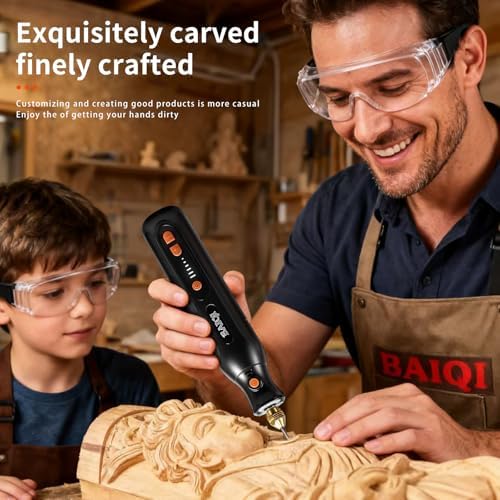 Electric Totary Cordless Tool Kit, Type-C Rechargeable 2000mAH, 6 Adjustment Speeds(5000-22000RPM), 59Pcs Accessories For DIY Crafting,SandingCarving,Sanding,Cutting (Black-59 pcs Accessories)