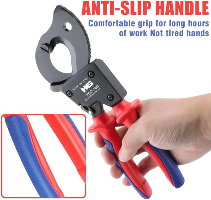 HKS Ratchet Cable Wire Cutter Heavy Duty for Cutting Electrical Aluminum Copper and Multi-core Cables up to 300mm² (AWG 600MCM)