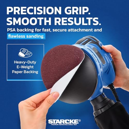 8 inch Sanding Disc Self Stick Orbital Sander Pads 10 Pack No Hole - Premium 40 Grit Sandpaper Discs Aluminum Oxide, Durable PSA Sand Paper, Round Sanding Discs Adhesive Back for Wood & Metal