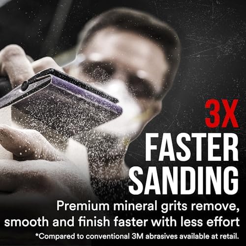 3M Advanced Sandpaper, 20 Sheets, 80 Grit, 3M Pro Grade Precision, No-Slip Grip Backing, 9-in x 11-in, for Sanding on Wet or Dry Surfaces (26080CP-P-G), 2-Pack