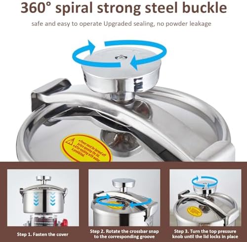BI-DTOOL Electric Grain Mill Grinder 2800W Dry Material Grinding Machine 1000g Stainless Steel Pulverizer 36000r/min High-speed Grain Mill 270° swingable Superfine powder for Home and Commercial 1000g