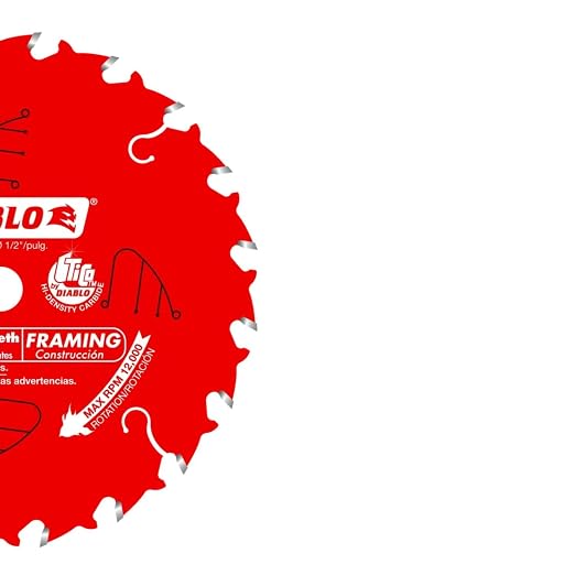 Diablo Framing Saw Blade for Wood - 6" Diameter, 20 ATB Teeth, 1/2" Arbor, .049" Kerf, 18° Hook Angle, .039" Plate, 12000 Max RPM - D0620X