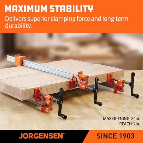 Jorgensen 24-Inch Steel I-Bar Clamps, 7000 lbs Clamping Force, 2-Pack