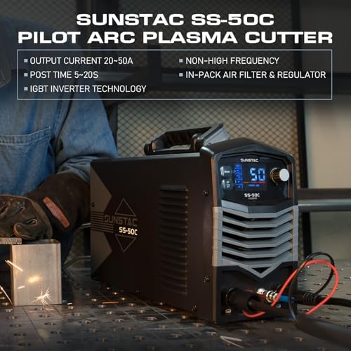 Sunstac 50A Plasma Cutter with Non-HF Pilot Arc, 110V/220V
