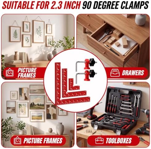 Corner Clamps for Woodworking, 90 Degree Clamp (Red, 12Pack Corner Clamps)