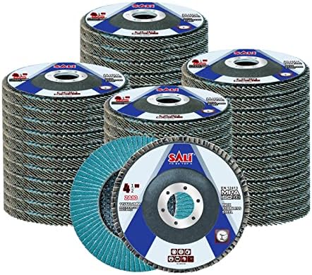 Sali 48 Pack Zirconia Flap Disc 80 Grit 4.5" x 7/8-Inch Sanding Disc Bevel Type #29 Premium and Industrial Grade Angle Grinder Grinding Wheel High Performance Edge Grinding