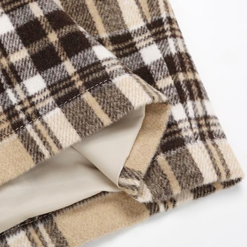 IDEALSANXUN Plaid Skirts for Women Fall Winter Knee Length Pencil Wool Skirt with Slit