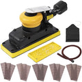 2-3/4" x 8" Dust-free Air Orbital Sander, 70 mm x 198 mm 1/8 in Orbit, 10,000 Max OPM Dust Bag Style with Extra Hook-Loop Pad and 15pcs (80/120/180/320/400) mesh sandpapers