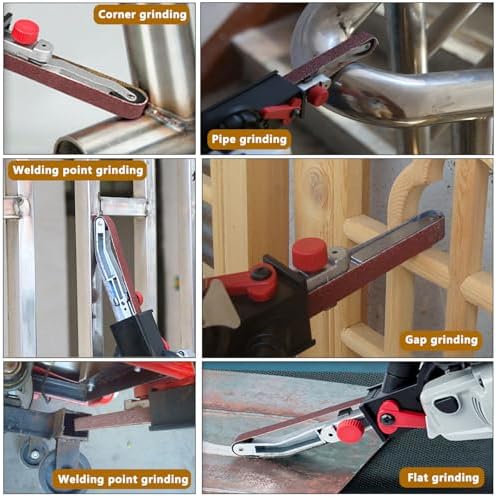 Belt Sander Attachments for Angle Grinder, Detailing File Sander adapter, US 5/8-11 Thread, Suitable for Welding Points Grinding,Woodworking and Metal Rust Removal (25pcs Sanding Belts)