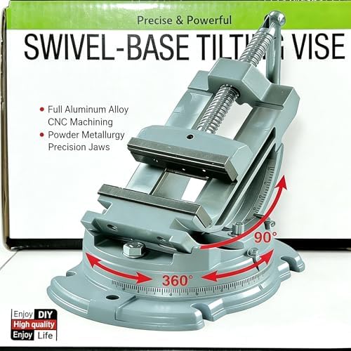 3-Inch Tilting Drill Press Vise, 360° Swivel Base, 0-90° Angle Adjustment, Heavy Duty Benchtop Clamping Vise for Milling, Drilling Machine, Precision Metalworking Tool