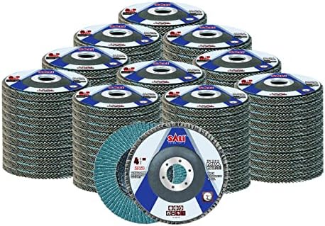 Sali 100 Pack Zirconia Flap Disc 60 Grit 4.5" x 7/8-Inch Sanding Disc Bevel Type #29 Premium and Industrial Grade Angle Grinder Grinding Wheel High Performance Edge Grinding