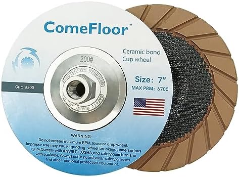 Concrete Grinding Cup Wheel 7" Ceramic Diamond Cup Wheel for Floor Grinding, Fits 5/8"-11 Arbor Angle Grinder, 200# Medium