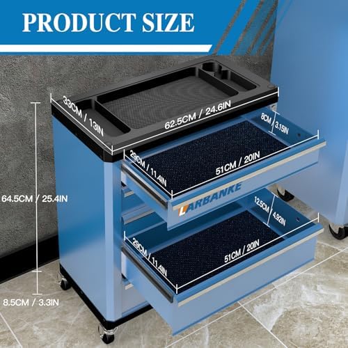 LARBANKE 5-Drawer Rolling Tool Chest with Wheels,Lock&Key,Blue Tool Cabinet