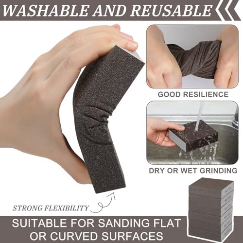 Gisafai 100 Pcs Dual Angle Sanding Sponge Bulk, 80/120 Grit Double Sided Reusable Washable Sponge Sandpaper Block for Drywall, Wood, Metal, Glass, Med/fine