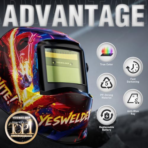 YESWELDER Auto Darkening Welding Helmet 1/1/1/1 True Color, LYG-L600A