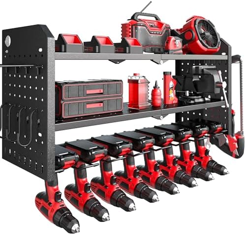 Nacial Power Tool Organizer 8 Drill Holder Wall Mount, 3 Layer Organizer