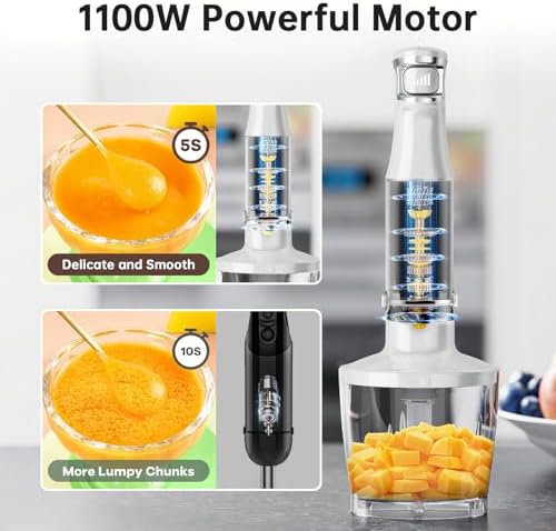 Turelar Immersion Blender Handheld Corded, 1100W 5 in 1 Hand Blender Set