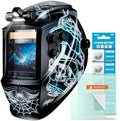 TRQWH Welding Helmet Auto Darkening Large Viewing True Color Solar Powered Welding Mask with 4 Arc Sensor Adjustable Wide Shade Range 4~5-8/9-13 Welder Mask with Grinding