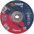 Weiler 57128 Tiger 6" Grinding Wheel, Type 27, 1/4" Thick, A24R, 5/8"-11 UNC Nut (Pack of 10)
