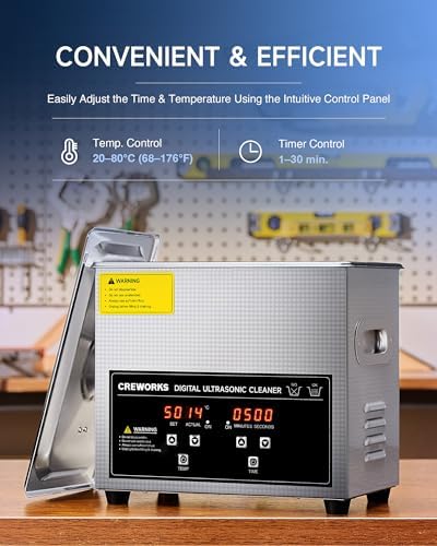 CREWORKS 3L Ultrasonic Cleaner, 0.8 gal Digital Sonic Cavitation Machine