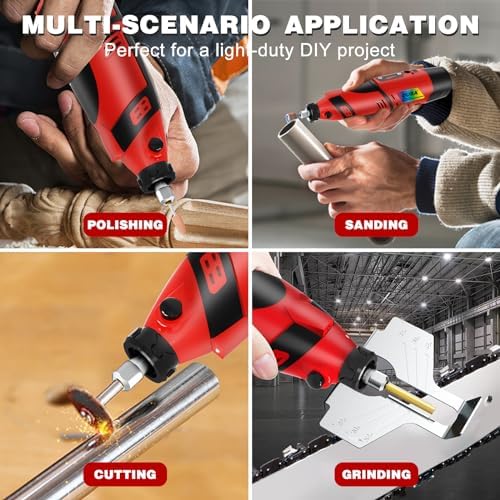 OUBA Cordless Chainsaw Sharpener with 12v Battery, Comes with Electric Chainsaw Sharpener Tool with 54 PCS Sharpener Accessories, Chainsaw Chain Sharpener with Titanium Plated Diamond Bits