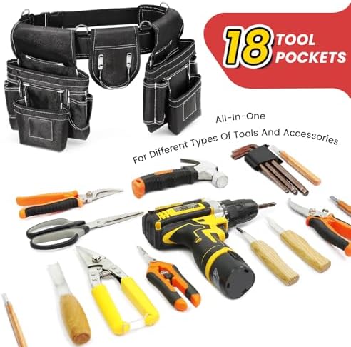 Professional Tool Belt for Men, Magnetic Tool Pouch with Suspenders