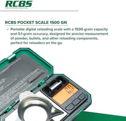 RCBS 1500 Grain Pocket Scale – Digital Reloading – 0.1 Grain – Ready to Use - Green