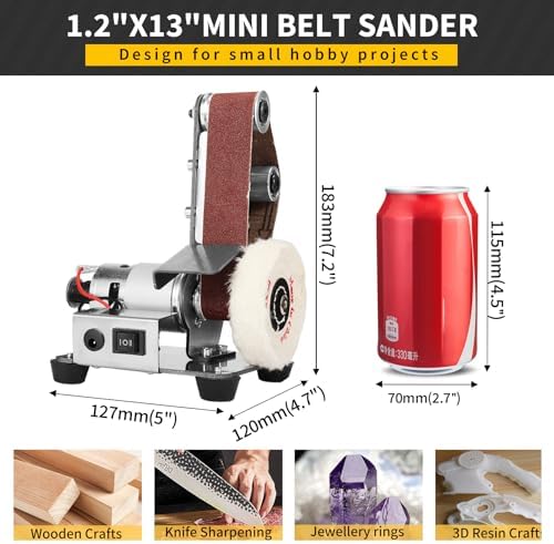 3-in-1 Mini Belt Sander Bench Grinder Polisher Buffer for Jewelry
