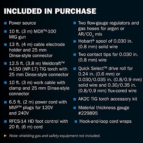 Miller 907757 Multimatic 220 AC/DC Multiprocess Welder - Versatile Multi-Process MIG, Flux-Cored & TIG Welder Machine - Portable Welding Machine with MIG Gun, TIG Torch & Multi-Voltage Plug 120V&240V