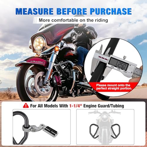 Nilight 1-1/4" Motorcycle Highway Pegs For Harley Touring Street Glide Electra Glide Road King CVO Dyna Trike Sportster Adjustable Short Angled Foot Pegs Universal For 1.25" Engine Guard Crash Bars