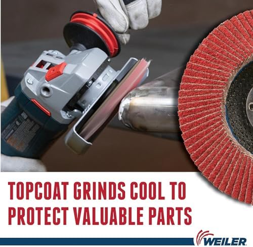 Weiler 50130 Saber Tooth 7/8" Arbor, 4-1/2" Diameter, 40 Grit, Ceramic, Phenolic Backing, Flat High Density Abrasive Flap Disc (Pack of 10)