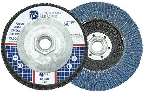 Benchmark Abrasives 4.5" x 5/8"-11 Zirconia Type 29 Flap Discs, 40 Grit