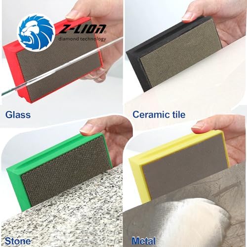 Z-Lion Diamond Hand Polishing Pads Electroplated Blocks Foam Backing for Tile Stone Marble Concrete Ceramics Granite Glass Wet Dry Grit 120
