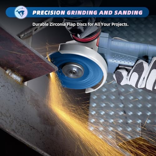 50 Pack Flap Discs 60 Grit 4 1/2" x 7/8" for Angle Grinder, T29 Flap Sanding Discs, 4 1/2 Inch Grinding Wheels, Zirconia Grinding Discs for Metal, Wood, and Stainless Steel Finishing