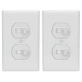 Baomain 2-Pack Double Toggle Light Switch with Wall Plate,15 Amp 125V Two Single Pole Residential Grade,On/Off Electrical Wall Switch Self-grounding, Glossy White ETL Certified