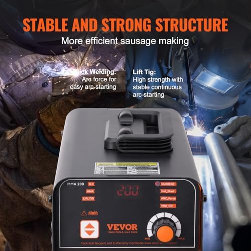 VEVOR Stick Welder, 200Amp 2 in 1 ARC/Lift Tig Welder Machine 110/220V with Hot Start Arc Force Anti-Stick