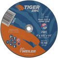 Weiler 58014 4-Inch Cutting Wheel, Tiger Zirc Metal Fast Cut & Long Life, High Performance Cutting, 0.035" Z60T Type 1 1/4" Arbor (Pack of 25)