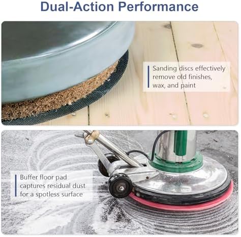 HUAALIUCHE 17" Sanding Screen Discs - Mesh Floor Sanding Screen - 60 Grit Black Silicon Carbide - for Wood Floors (10 Pack)+1-Piece Buffer Floor Pad