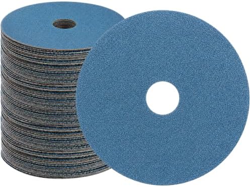 50 Pack Zirconia Resin Fiber Sanding Grinding Discs, 4.5" x 7/8” 120 Grit
