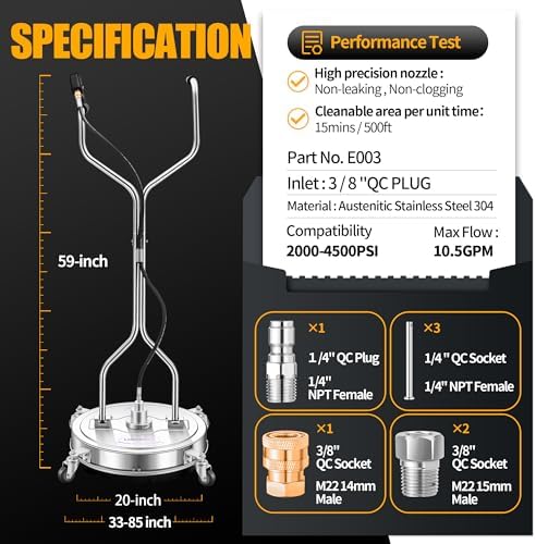 LidoDola 20'' Pressure Washer Surface Cleaner, Power Washer Accessory