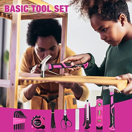 ValueMax 233 PCS Pink Home Tool Kit with Cordless Lithium-ion Drill