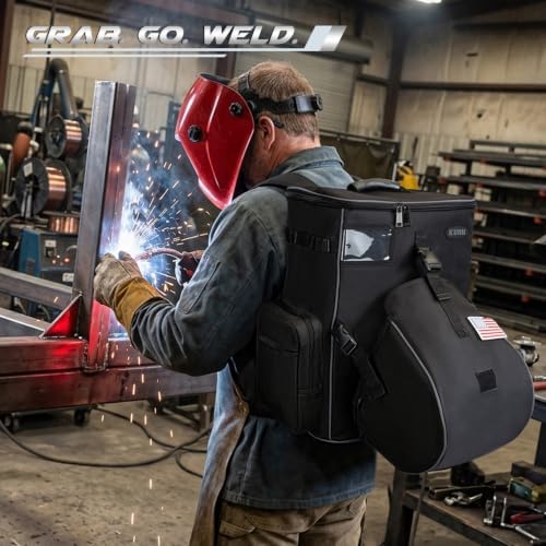 KUNN Welding Backpack, 41L Welder Bag with Helmet Holder for Tools & Helmet