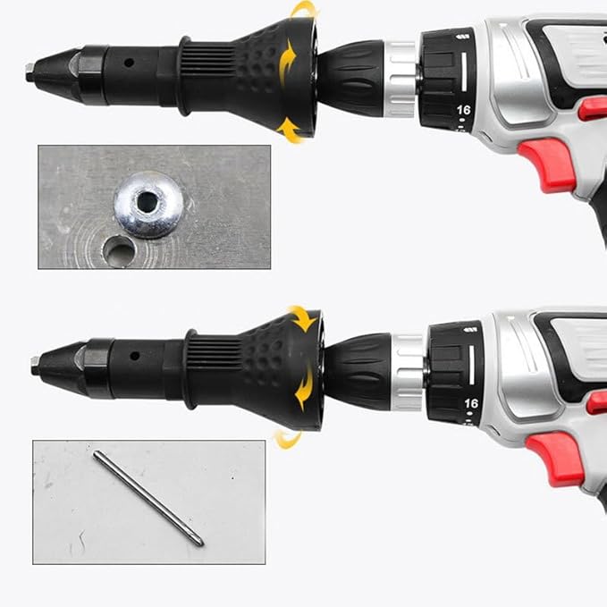 Cordless Electric Rivet Gun Adapter Kit Rivet Nut Drill Adaptor Riveting Tool Insert Nut Hand Tool Power Machine Accessories Blue
