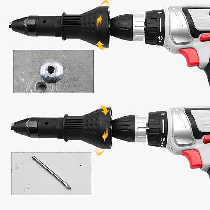 Cordless Electric Rivet Gun Adapter Kit Rivet Nut Drill Adaptor Riveting Tool Insert Nut Hand Tool Power Machine Accessories Blue