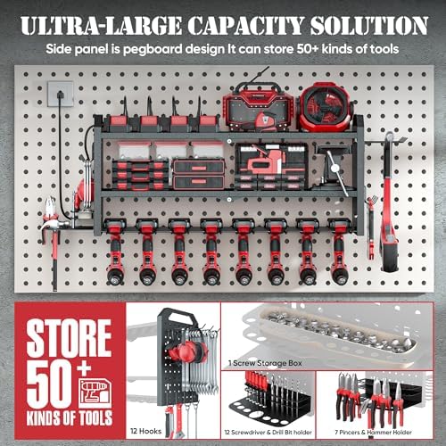 Nacial Power Tool Organizer Wall Mount with Charging Station, Drill Holder